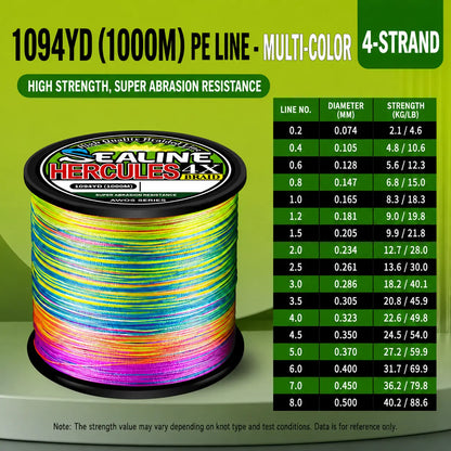 Abrasion-Resistant PE Braided Fishing Line – Multi-Color