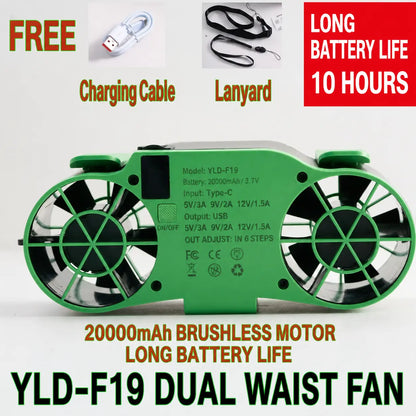 Portable Waist Fan for Outdoor Work & Hot Weather